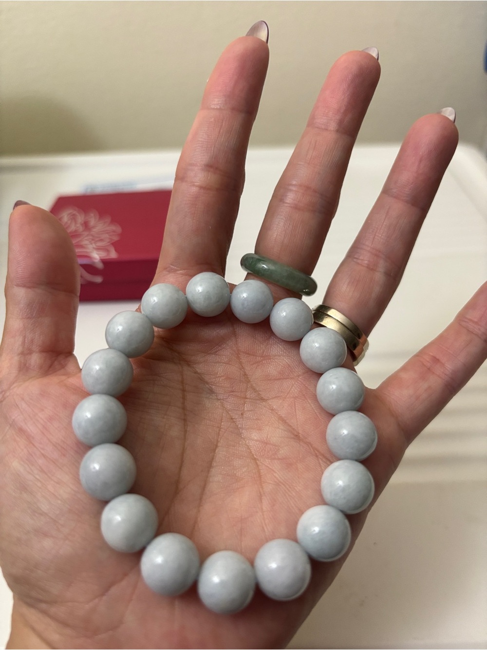 Natural Light Blue Beaded Stretch Bracelet